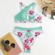 thumbnail image 4 of Gibobby Trajes de Baño Mujer Bikini de traje de baño dividido estampado sexy vintage nuevo para mujer(Verde,G), 4 of 5