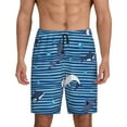 thumbnail image 2 of Rocae Sharks on White Blue Striped for Men's Soft Sleep Pajama Shorts, Waistband and Pockets, 2 of 9