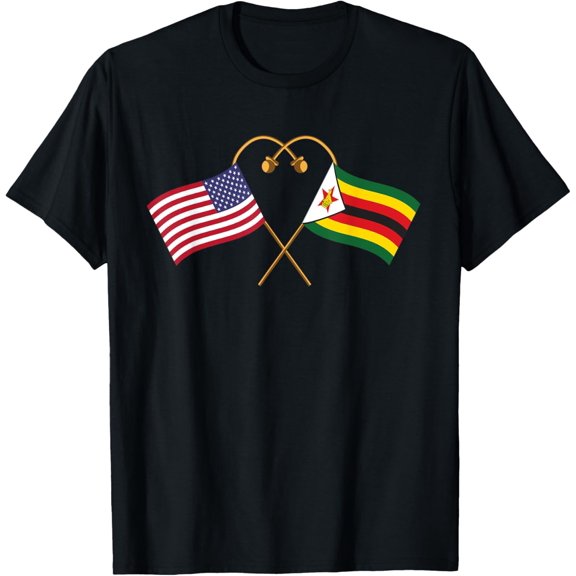 Zimbabwean Heritage USA Zimbabwe American Flag Zimbabwe Flag T-Shirt