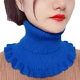 thumbnail image 1 of Women's Ribbed Knit Turtleneck False Collar Ruffle Neck Scarf Extender, Detachable Winter Warm Dickey Sweater Bib Front, Polyester Fiber, 10.2" x 5.9" One Size, 1 of 8