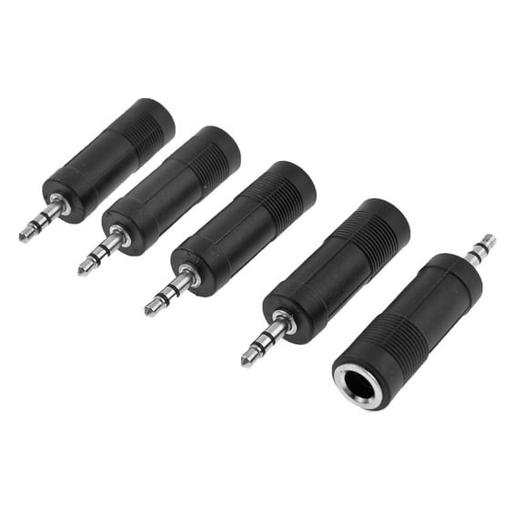 Unique Bargains 5 Pcs 3.5mm Stereo Male to 6.35mm Female Socket Adapter Connector