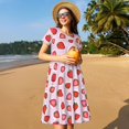 thumbnail image 7 of Bixox Women's Short Sleeve Summer Dress Loose Swing Knee Length Dresses with Pockets-Hand Drawn Strawberry, 7 of 7