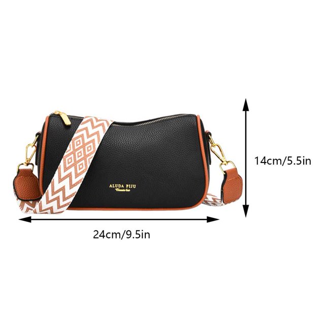 Bolso Hobo de PU para mujer, bolso bandolera con correas de guitarra, bolso de compras informal para chica (negro amarillo)