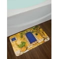thumbnail image 2 of Yellow and Blue Bath Mat, Traditional Greek House Door with Flowers and Tree Mediterranean Scenery, Non-Slip Plush Mat Bathroom Kitchen Laundry Room Decor, 29.5 X 17.5 Inches, Multicolor, Ambesonne, 2 of 2