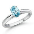 thumbnail image 2 of Gem Stone King 10K White Gold Blue Zircon Solitaire Engagement Ring for Women (1.25 Cttw, Oval 7X5MM, Gemstone December Birthstone, Size 9), 2 of 4