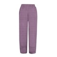 thumbnail image 4 of Women's Casual Pants Striped Linen Pants For Women Summer Casual Wide Leg Pants With Pockets Comfy Cropped Palazzo Pants,Purple Women's Casual Pants S, 4 of 5