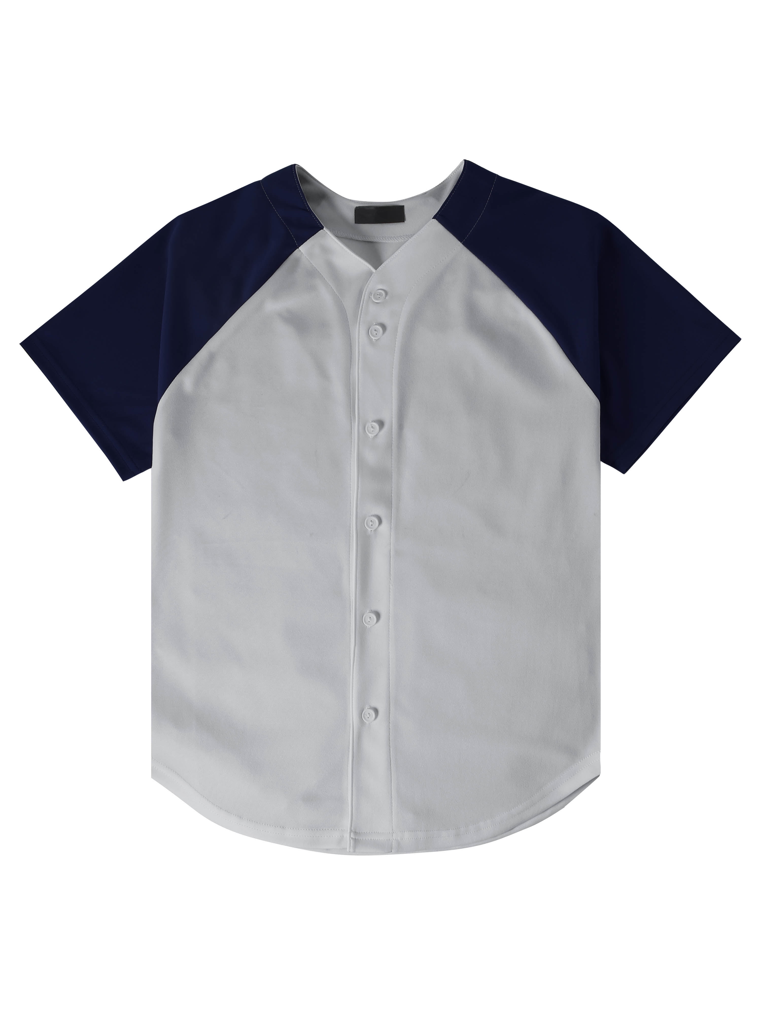 Ma Croix Men's Premium Baseball Tee Button Down Two Tone Raglan Short Sleeve Jersey