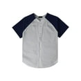thumbnail image 3 of Ma Croix Men's Premium Baseball Tee Button Down Two Tone Raglan Short Sleeve Jersey, 3 of 7