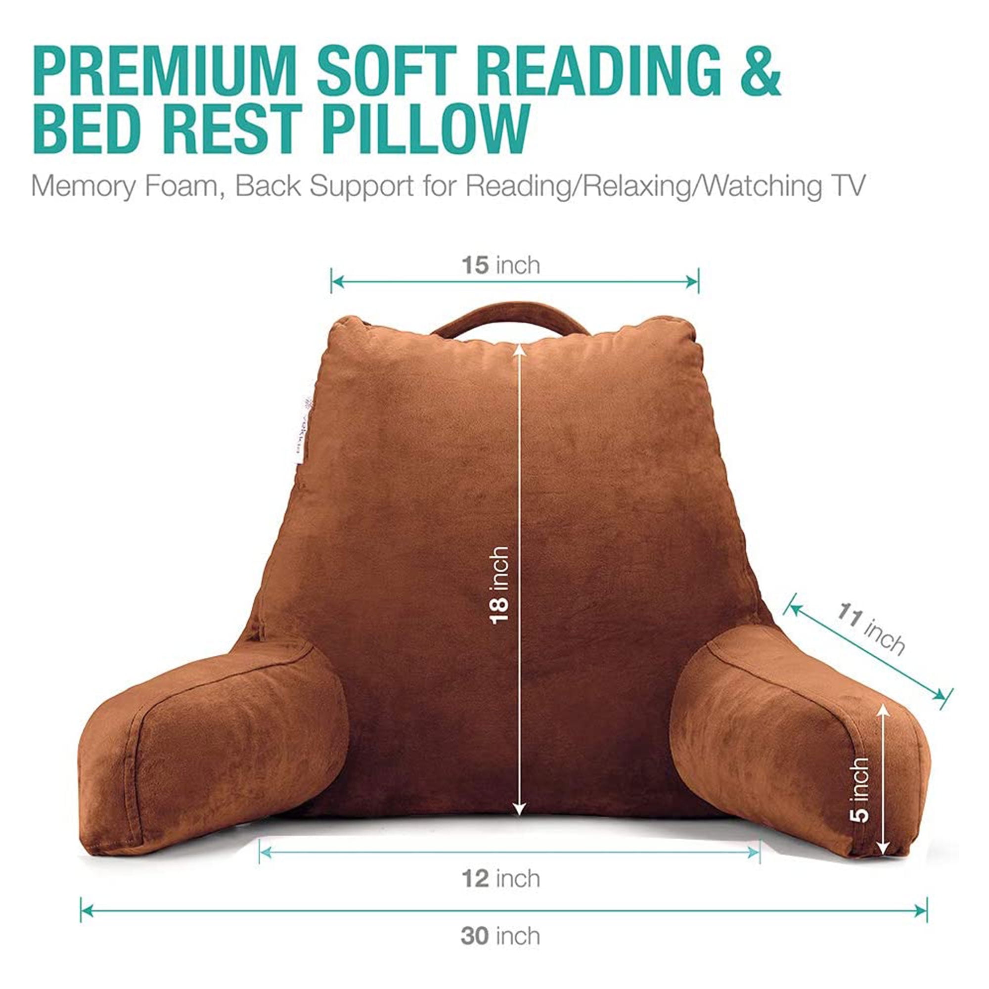 Klear Vu Velour Bed Rest Back Support Pillow with Pocket and