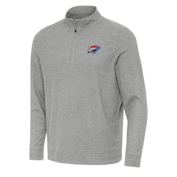 Men's Antigua Heather Gray Oklahoma City Thunder Subtle Quarter-Zip Sweatshirt