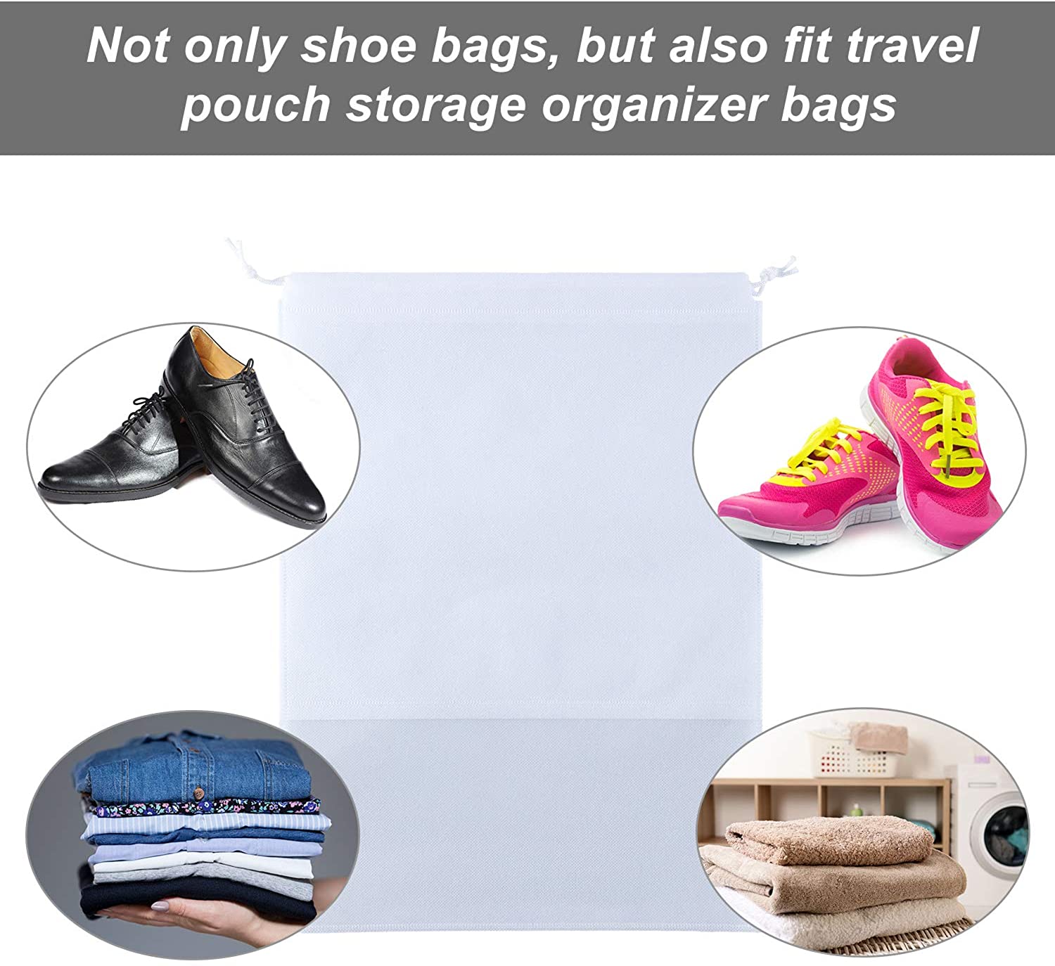 12 Pcs Travel Shoe Bag Non Woven Fabric Storage Bags Dust Bags for Purses  and Handbags Storage, Shoe Travel Bags for Packing, Home Closet Organizer  Dust Cover - White 