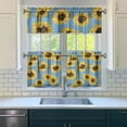 thumbnail image 3 of Kitchen Curtains 24 Inch Short - 3 Panel Set, Boho Sunflower Butterfly Floral Print, Rod Pocket Window Curtain for Rustic Farmhouse, Country Vintage Summer Decor, Easy Wash, 3 of 6