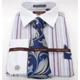 thumbnail image 2 of Men's Henri Picard White & Blue Striped Multi-Color French Cuff Shirt Set, 2 of 6