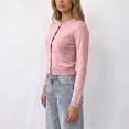 thumbnail image 4 of ClodeEU Women's Round Neck Button Front Knit Cardigan,Casual Long Sleeve Slim Fit Knit Outerwear ,Women's S-XXL, 4 of 7