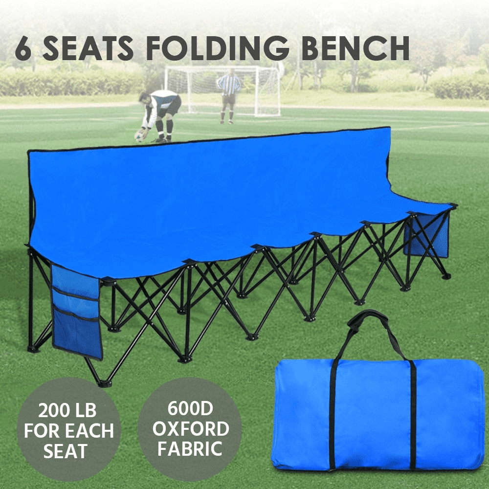 Renwick 6-Seat Portable Folding Bench for Sports Events Camping, Blue