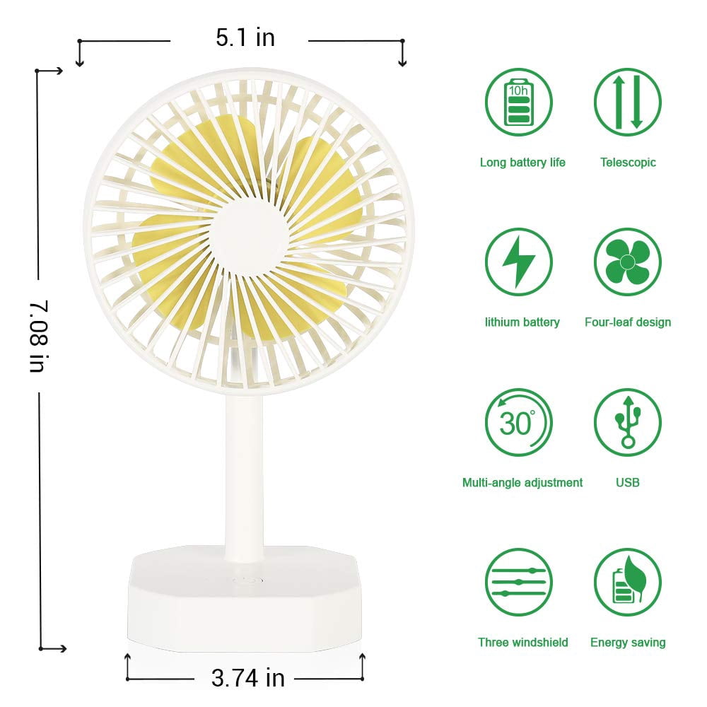 HAITRAL USB Powered Fan  Adjustable 30 Tilt, 3 Speeds, Whisper Quiet, Portable Cooling Fan for Home, Office, Table, Desk (LT-CSS02-W)