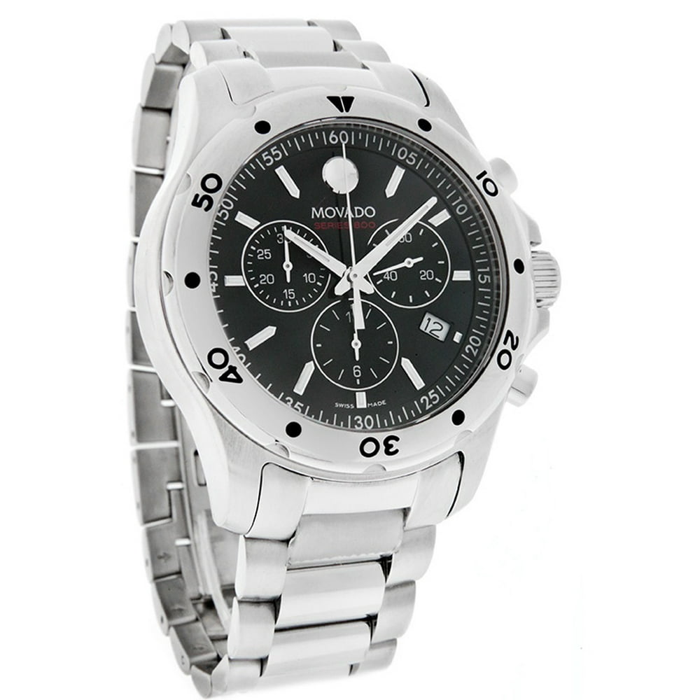 Movado - Movado Series 800 Mens Black Swiss Quartz Chronograph Watch