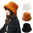 thumbnail image 2 of NUZYZ Chic Women Winter Solid Color Plushy Faux Fur Wide Brim Thick Warm Bucket Cap, 2 of 8