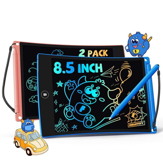 Tableta de escritura LCD TEKFUN de 8.5 pulgadas, paquete de 2 para niños con lápiz capacitivo
