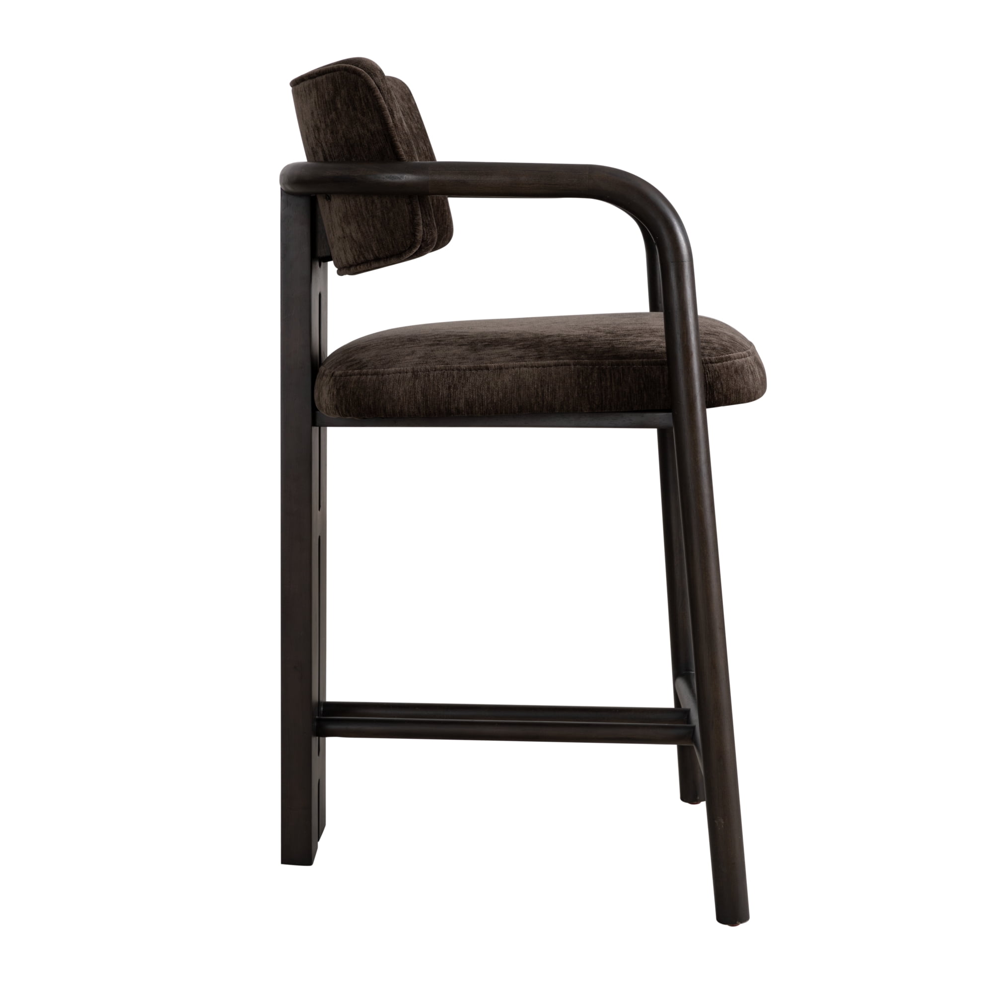 Aaliyah Espresso Solid Wood Upholstered 26" Counter Height Barstool with Brindle Brown Seat - Set of 3