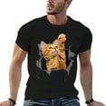 thumbnail image 6 of Tops Orange Cat Torn Cloth Funny Gifts Cat Dad Cat Mom, Cat Lover T-Shirt220gPattern Print Cotton Crew Neck T-Shirt Gift, 6 of 7