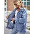 thumbnail image 4 of Women'S Oversized Button Up Shacket Long Sleeve Pockets Denim Jean Jacket Light Blue M, 4 of 8