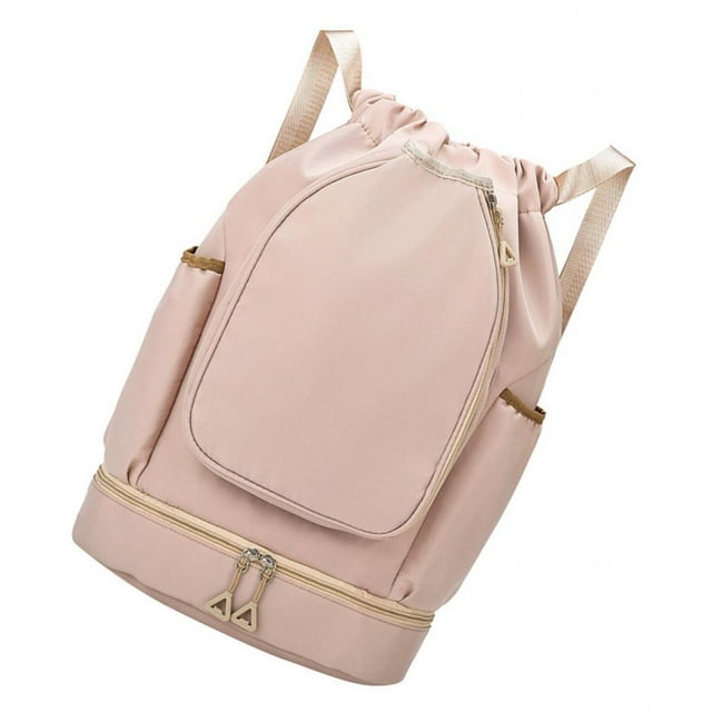 DYNWAVECA Tennis Backpack Badminton Racket Bag Accessories Rucksack Drawstring Handbag Shoulder Bag for Women Men Outdoor Sports Paddle Khaki