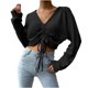 thumbnail image 1 of Suéter de punto con cordón y cuello en V de manga larga informal a la moda para mujer Fridja  fjkfkj4194, 1 of 5