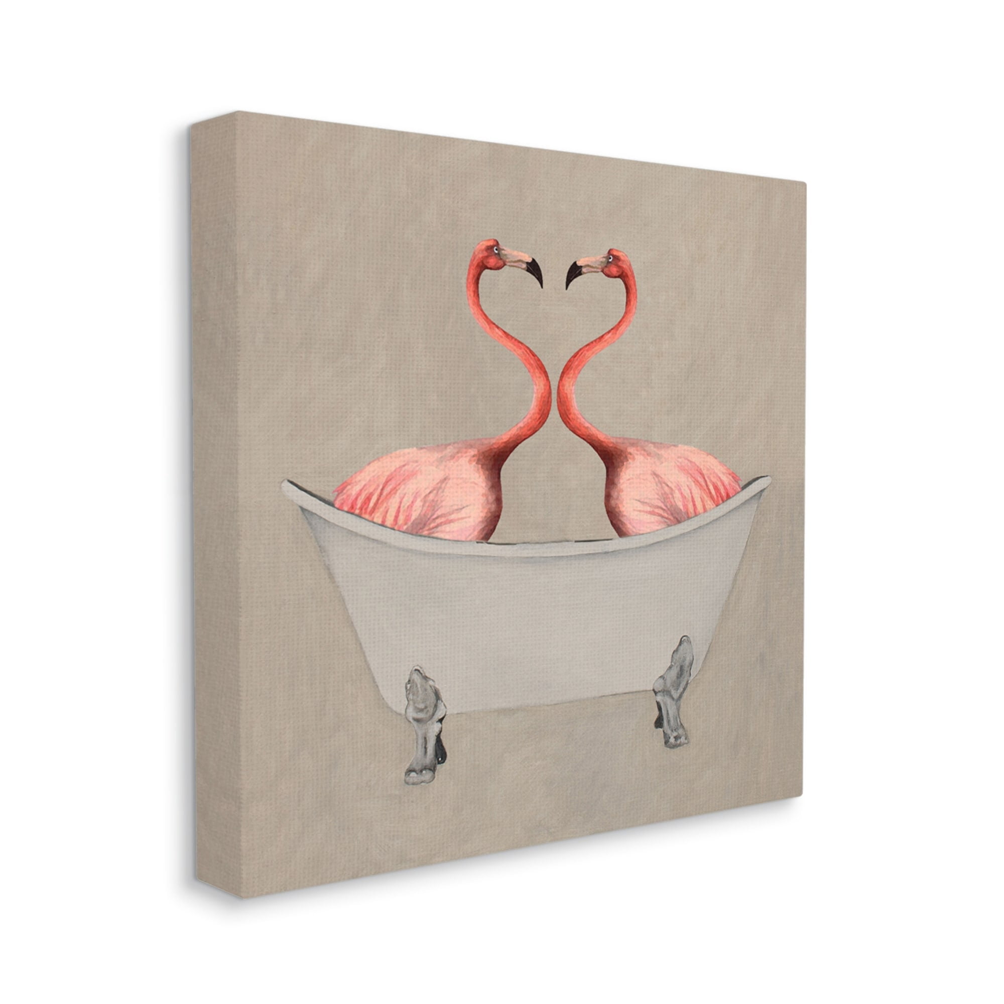 Stupell Industries Flamingos In Tub Beige Bathroom Animals & Insects Painting Gallery Wrapped Canvas Print Wall Art