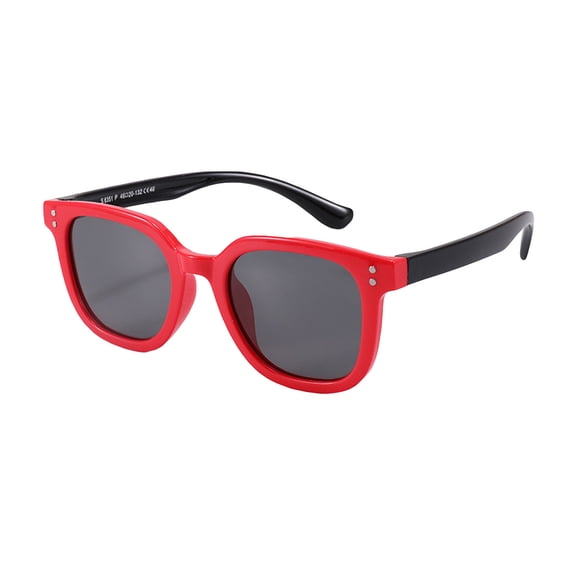 Wutalume Children's Polarized Sunglasses, Soft Silicone Frame with UV400 Protection, Kids Square Frame Sun Glasses for Boys and Girls, Outdoor Play, Beach, and Travel Eyewear,Red