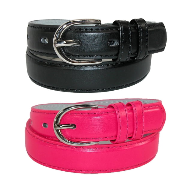 CTM® Ceinture Habillée en Cuir de Base pour Enfant (Lot de 2 Couleurs)