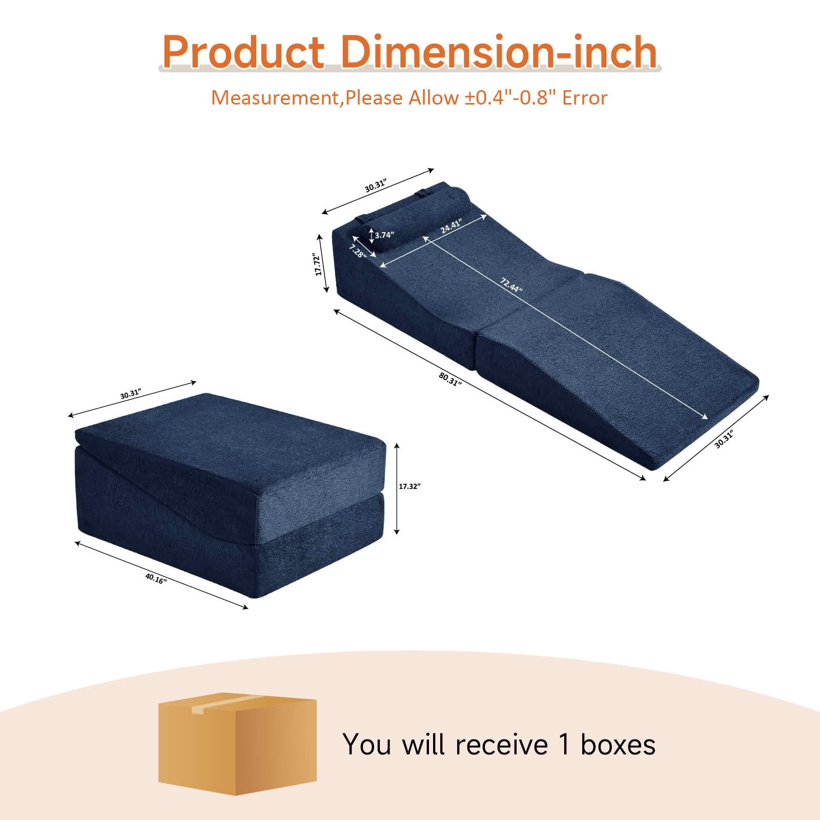 MAYEERTY High-Density Sponge Foldable Tatami Sofa Bed Multi-Use Lounge Chair No Assembly