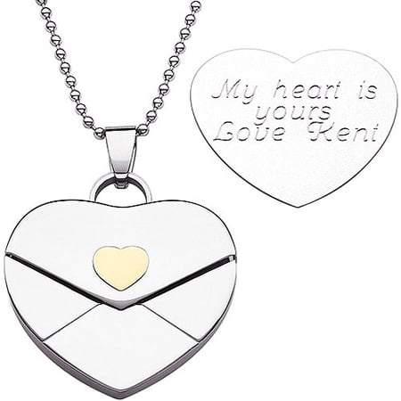 Personalized Planet Stainless Steel Engraved Heart Envelope Pendant