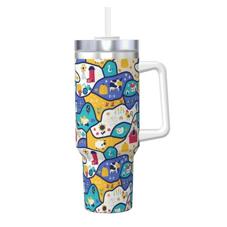

Daiia tractor and garden Printed 40 oz Tumbler with Handle Ice Bully Insulated Tumbler 2 in 1 Lid Insulated Water Bottle Stainless Steel Travel Coffee Mug