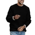 thumbnail image 2 of Blusas y camisas de manga larga y cuello redondo para hombre, suéter de punto cálido de manga larga con cuello redondo de color liso a la moda, blusa de poliéster para hombre, 2 of 8