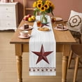 thumbnail image 6 of Western Texas Table Runner, Vintage Red Star Farmhouse Red Stars Wood Grain Cotton Linen Kitchen Table Decoration Washable Dining Tabletop Runners for Home Party Decor 13x36 Inches, 6 of 9