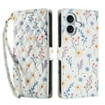 thumbnail image 2 of Wallet Case for iPhone 16 Plus , PU Leather Phone Cover Kickstand RFID Blocking Flip Case Card Slots Wrist Strap Relief Engraved Pattern Magnetic With Stylus Pen , Blue Purple Flower, 2 of 10