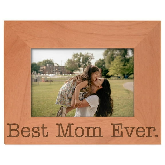 ThisWear Birthday Gift for Mom Best Mom Ever Keepsake Natural Wood Engraved 4x6 Landscape Picture Frame Wood