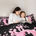 thumbnail image 4 of jejeloiu Monogrammed Q Twin Bedding Sets 7-Piece,Cute Bowknot Bowtie Bedding Comforter Set,Light Pink Black Sets,Microfiber Room Decorative Reversible, 4 of 8