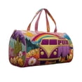 thumbnail image 2 of Quilted Hippie Van Duffle Bag with Adjustable Padded Strap - Large 18 Inch Weekender Travel Bag for Women, Gym Dance Yoga Overnight Festival Carryall Made from Strong Polyester Fabric,G, 2 of 7