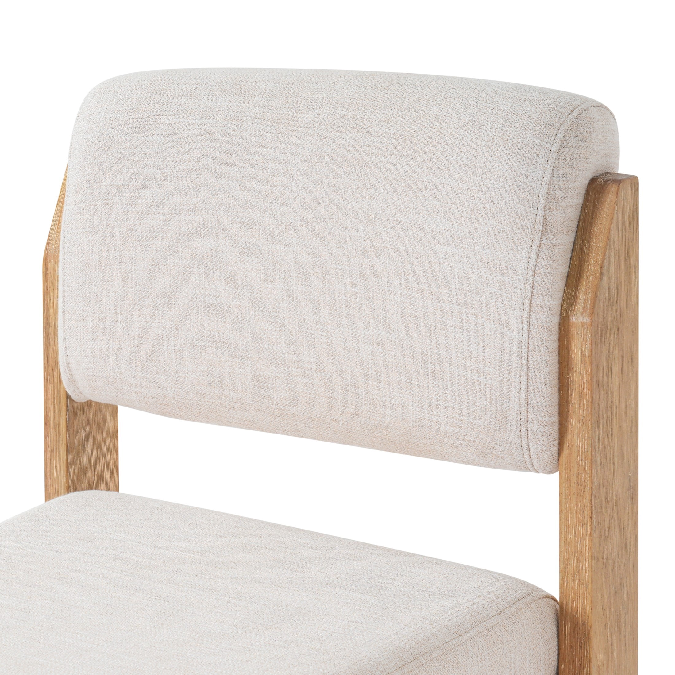 Christopher Knight Home Modern Upholstered Dining Side Chairs, Wood Frame, Natural+Beige, Set of 2
