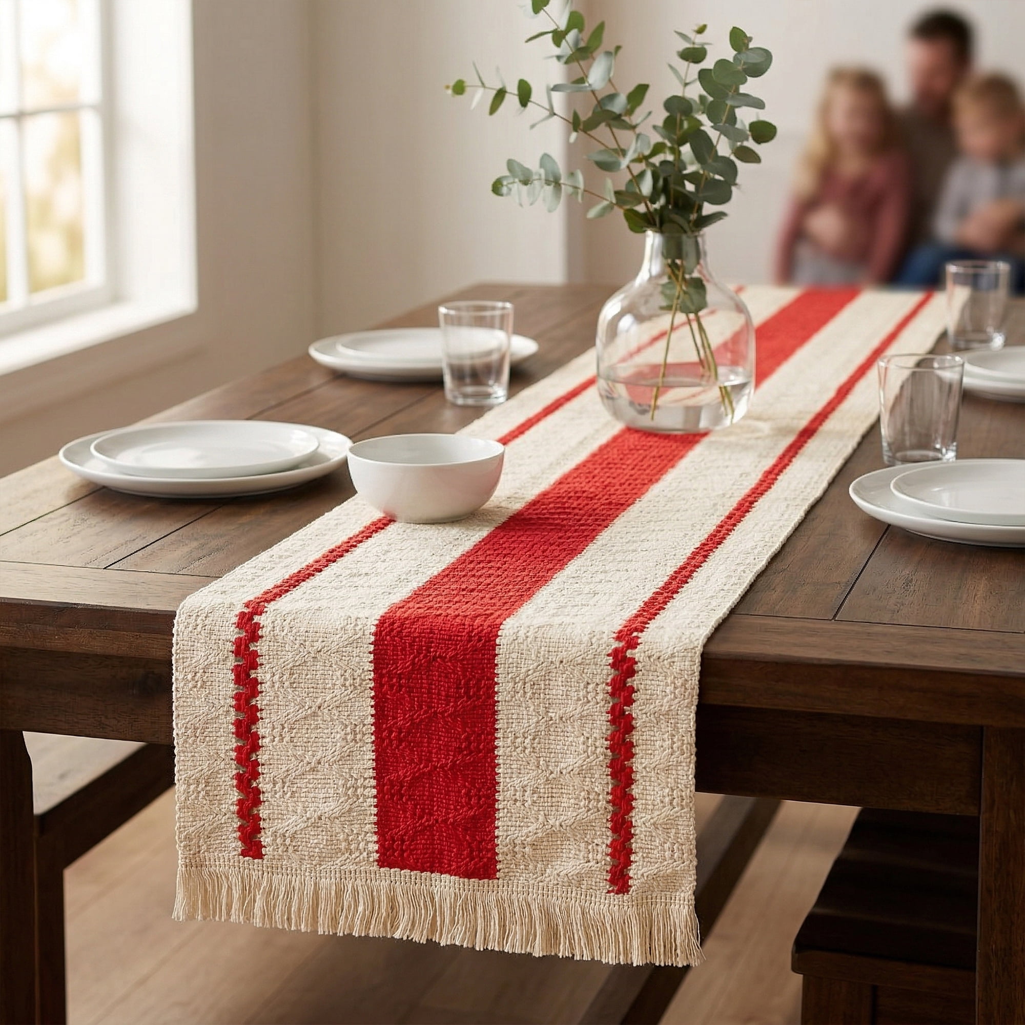 Unique Bargains Farmhouse Polyester Table Runner for Birthday Decoration Red 11.8"x78.7"