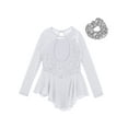 thumbnail image 4 of dPois Ice Skating Dress for Girls Mesh Splice Figure Skating Dress Sparkle Ballet Dance Leotard White 6, 4 of 7