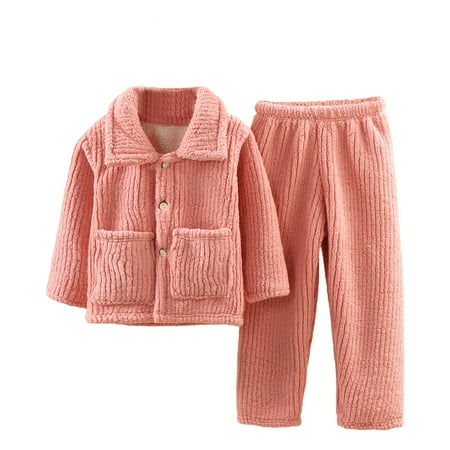 

LHWEN Hallowe-en Christmas Boys Girls Sets Toddler Boys Winter Toddler Girl Boy Long Sleeve Thick Flannel Top And Trousers Casual Loose Home Wear Set For 1 To 10 Years