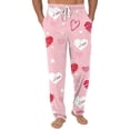 thumbnail image 2 of Men's Drawstring Pocket Cuffed Casual Pants, Valentine's Day Print Home Sleep Pants for Gift, Holiday and Home Comfort,Purple Pink,M, 2 of 7