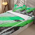 thumbnail image 2 of Erosebridal Green Brush Strokes Zipper Full Size Comforter Sets with Fitted Sheet and 2 Pillowcases, Grunge Watercolor Zipper Bedding Set, Reversible, 2 of 7