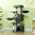 thumbnail image 2 of PawHut 52.5" Cat Tree Tower with Bed, Cat Condos, Hammocks, Dark Grey, 2 of 10
