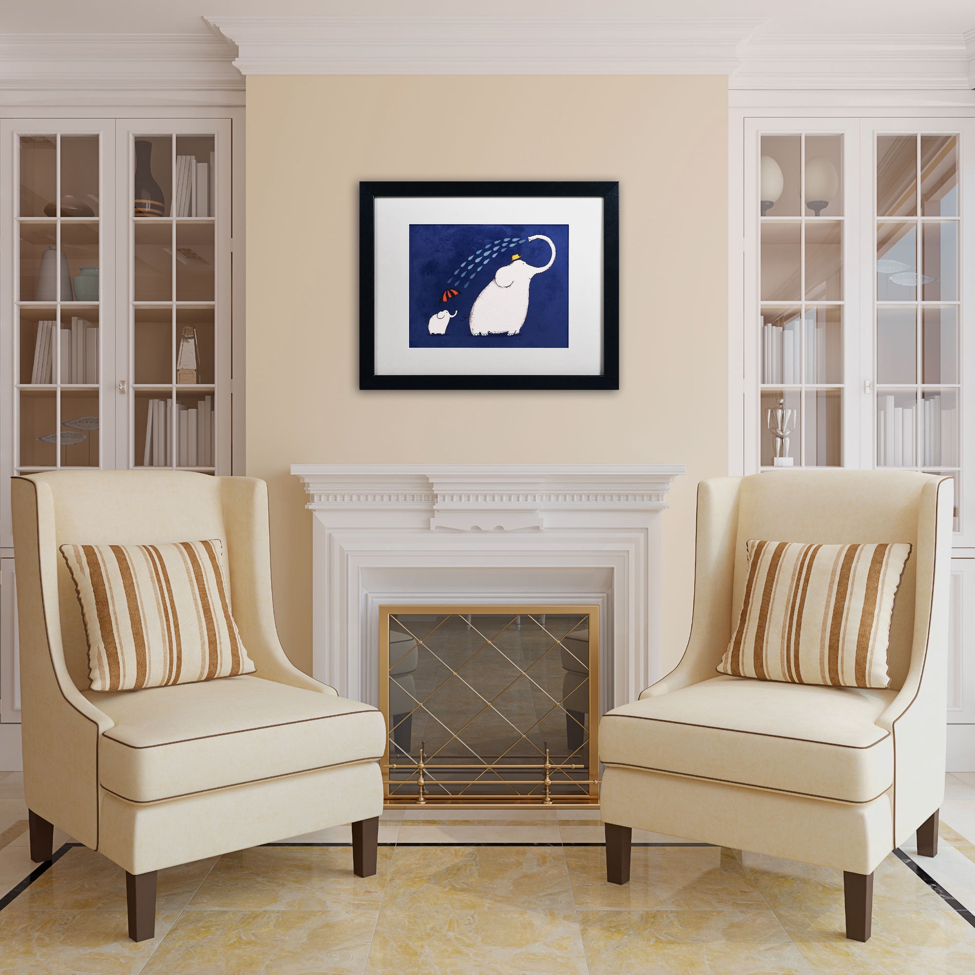 Carla Martell 'Umbrella Elephant' Matted Framed Art