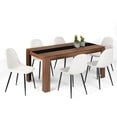 thumbnail image 3 of Homycasa Modern Rectangular Dining Table with Brown Finish and Black Inlay, 3 of 12