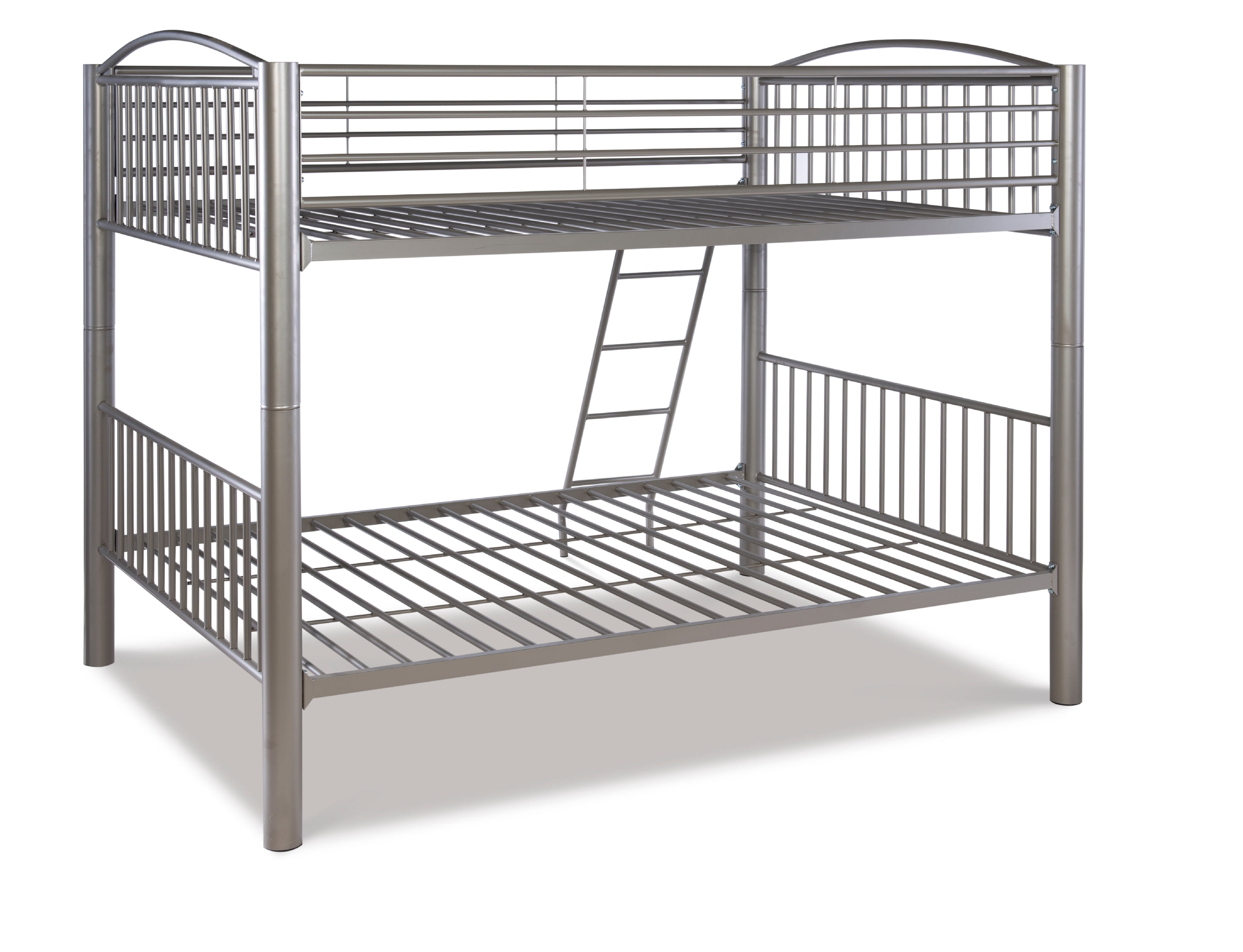 Powell Kalmia Heavy Metal Kid's Full over Full Convertible Bunk Bed with Built-In Ladder, Pewter